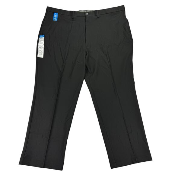 Haggar Mens Big & Tall Cool 18 Pro Classic Fit Stretch Dress Pants Black 46x30 - Picture 1 of 4